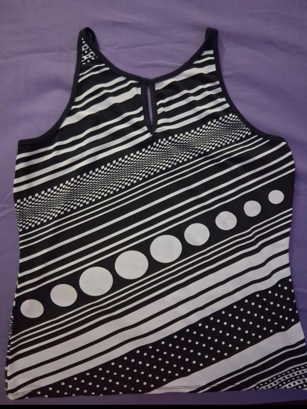 Black & White Striped Halter Tank Top - Women's